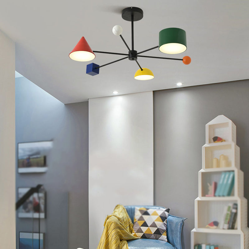 LED Modern Metal Flush Mount Sputnik Shape Ceiling Lamp with Acrylic Shade for Living Room