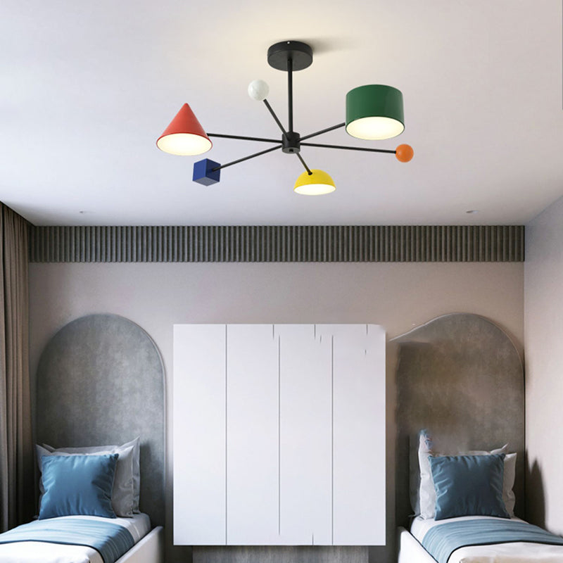 LED Modern Metal Flush Mount Sputnik Shape Ceiling Lamp with Acrylic Shade for Living Room