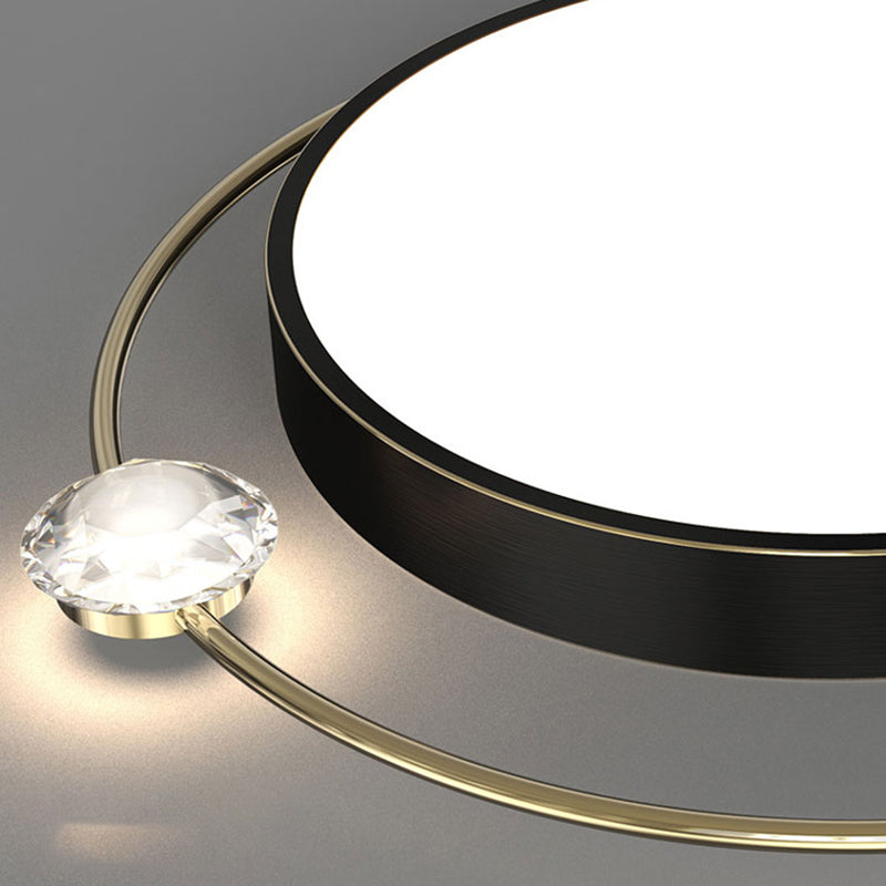 Modern LED Metal Flush Mount Circle Shape Ceiling Lamp with Acrylic Shade for Living Room