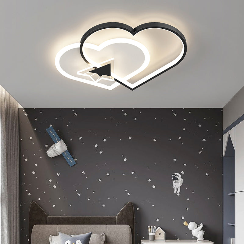 LED Metal Modern Flush Mount Geometric Shape Ceiling Lamp with Acrylic Shade for Bedroom