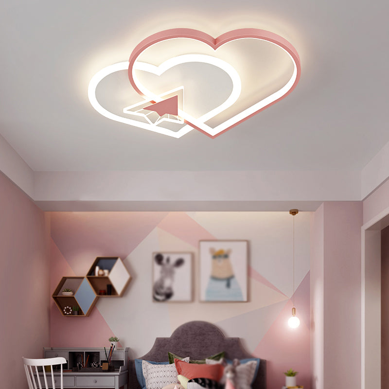 LED Metal Modern Flush Mount Geometric Shape Ceiling Lamp with Acrylic Shade for Bedroom