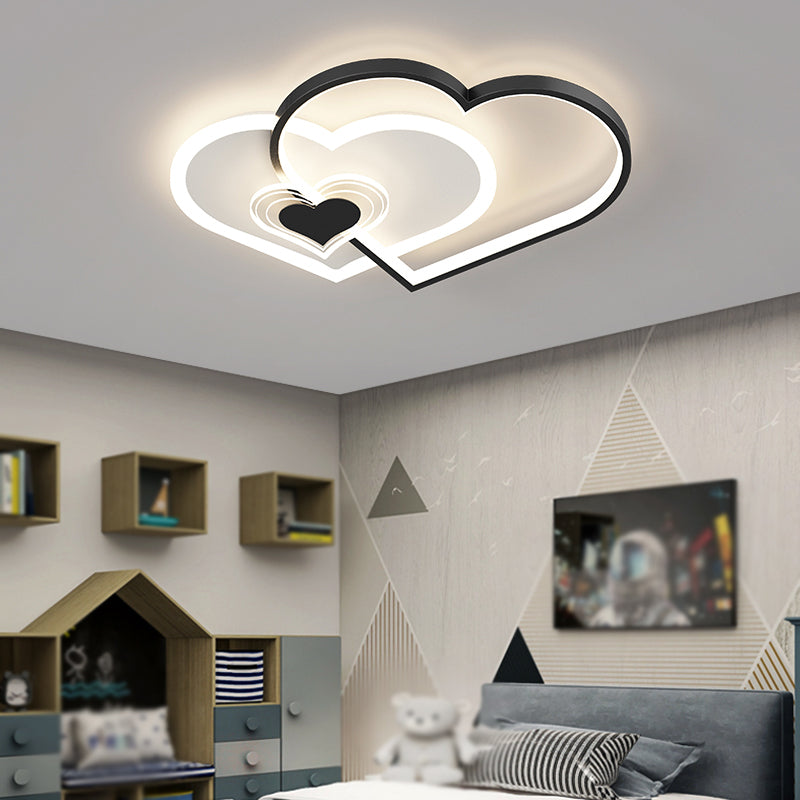 LED Metal Modern Flush Mount Geometric Shape Ceiling Lamp with Acrylic Shade for Bedroom