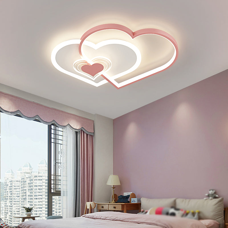 LED Metal Modern Flush Mount Geometric Shape Ceiling Lamp with Acrylic Shade for Bedroom