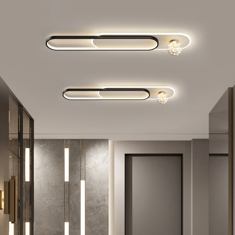 LED Modern Metal Flush Mount Oval Shape Ceiling Light with Acrylic Shade for Living Room