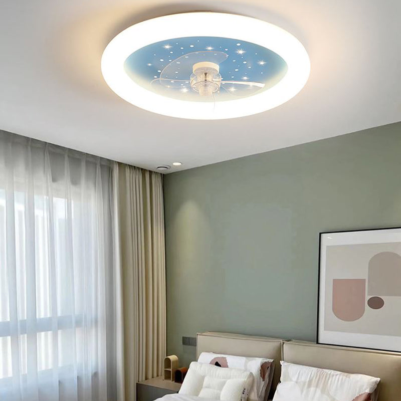 3-Blade LED Ceiling Fan Children Blue Fan with Light for Bedroom