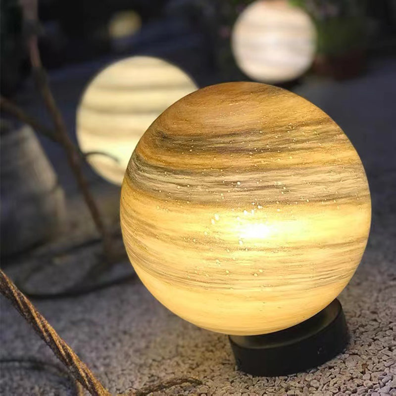 Glass Ball Shape Outdoor Lights Modern Style 1 Light Solar Pillar Lamp