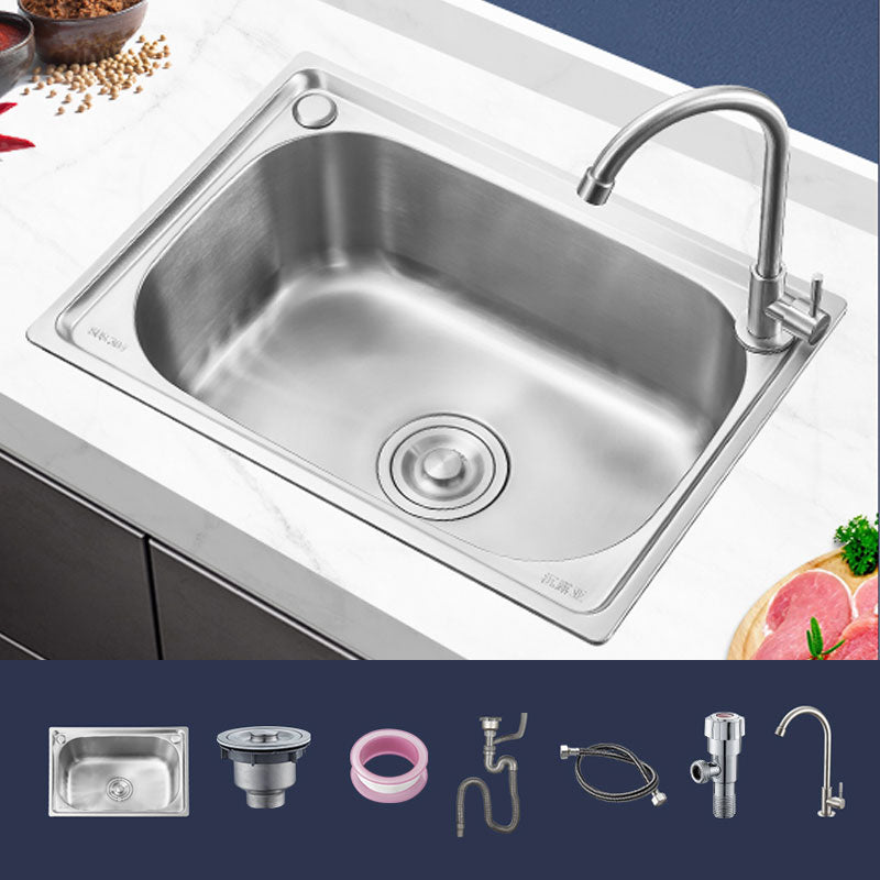 Contemporary Style Kitchen Sink Noise-cancelling Design Drop-In Kitchen Sink