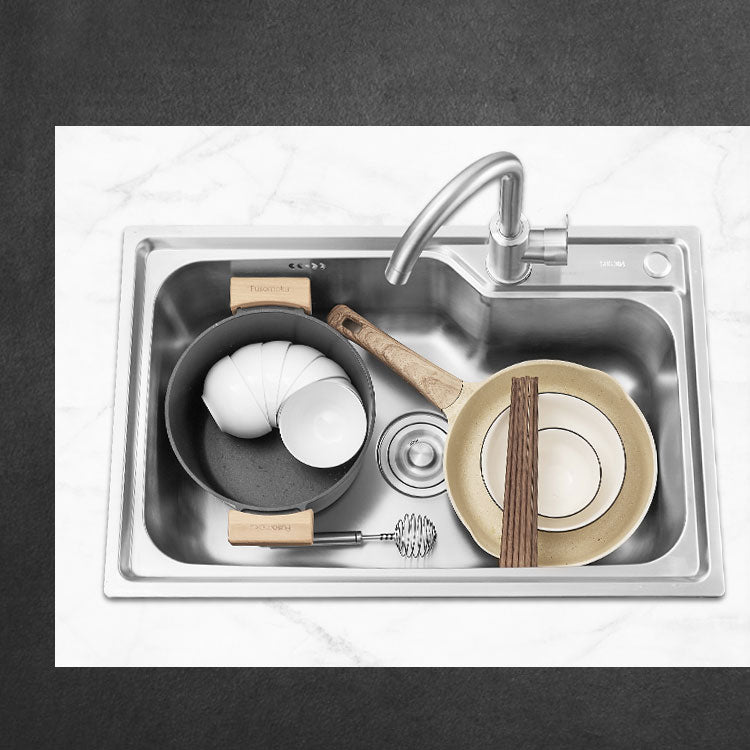 Contemporary Style Kitchen Sink Noise-cancelling Design Drop-In Kitchen Sink