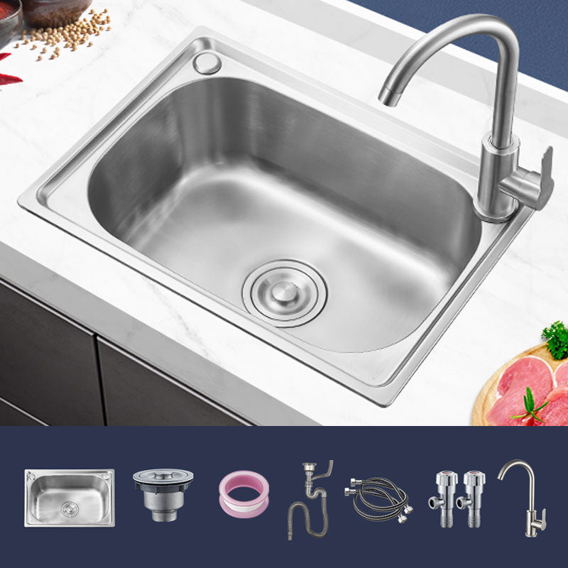 Contemporary Style Kitchen Sink Noise-cancelling Design Drop-In Kitchen Sink