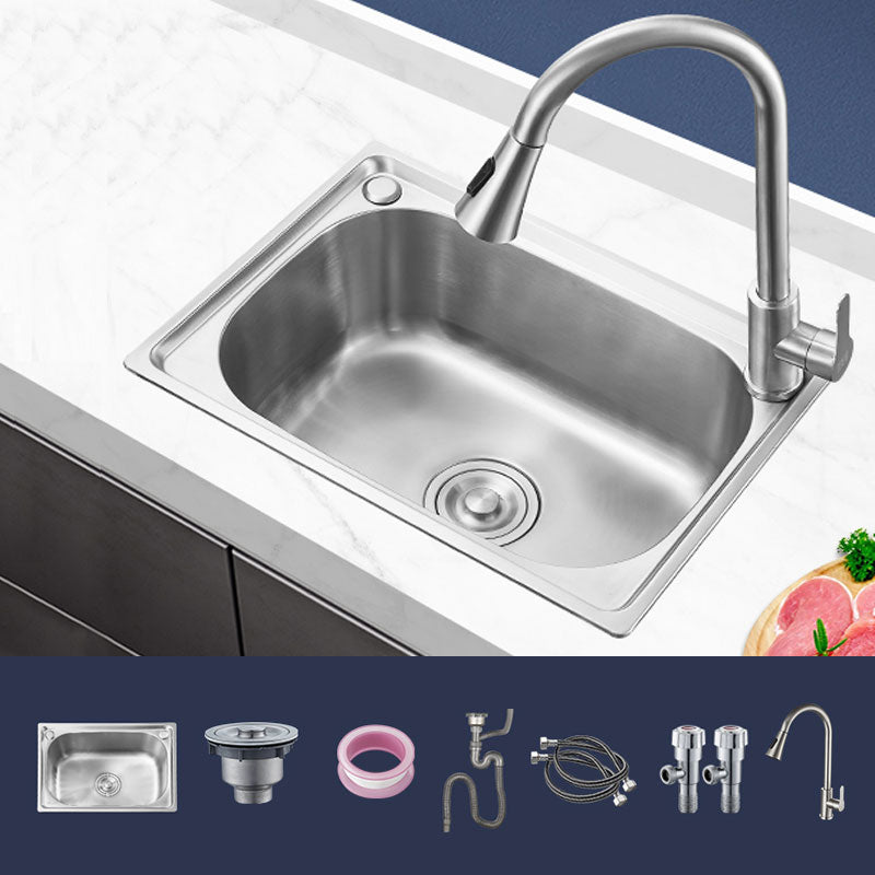 Contemporary Style Kitchen Sink Noise-cancelling Design Drop-In Kitchen Sink