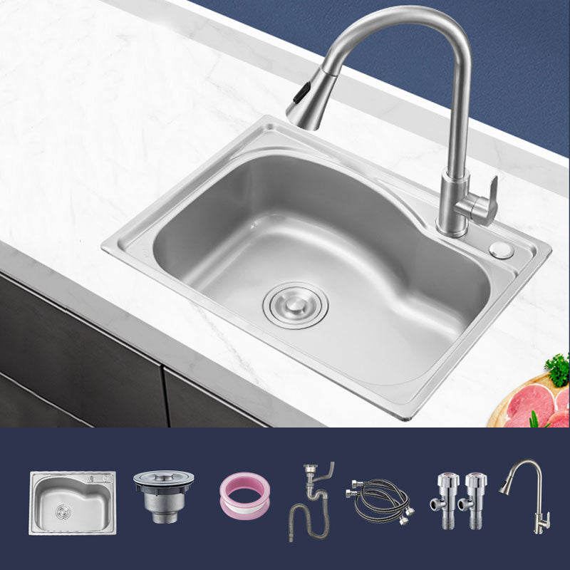 Contemporary Style Kitchen Sink Noise-cancelling Design Drop-In Kitchen Sink