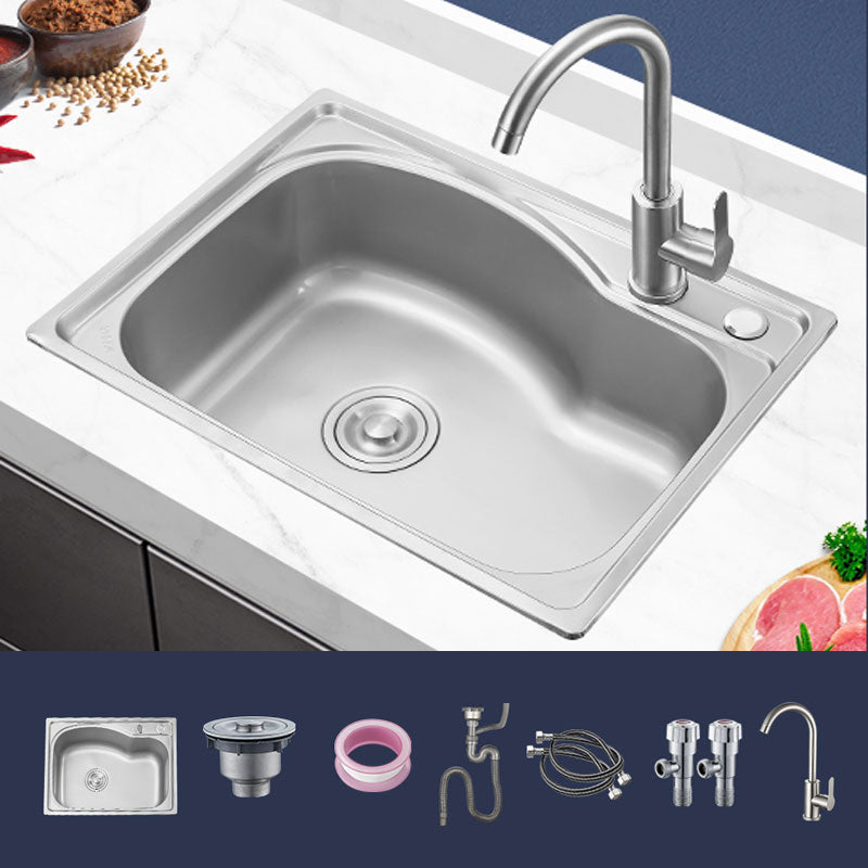 Contemporary Style Kitchen Sink Noise-cancelling Design Drop-In Kitchen Sink