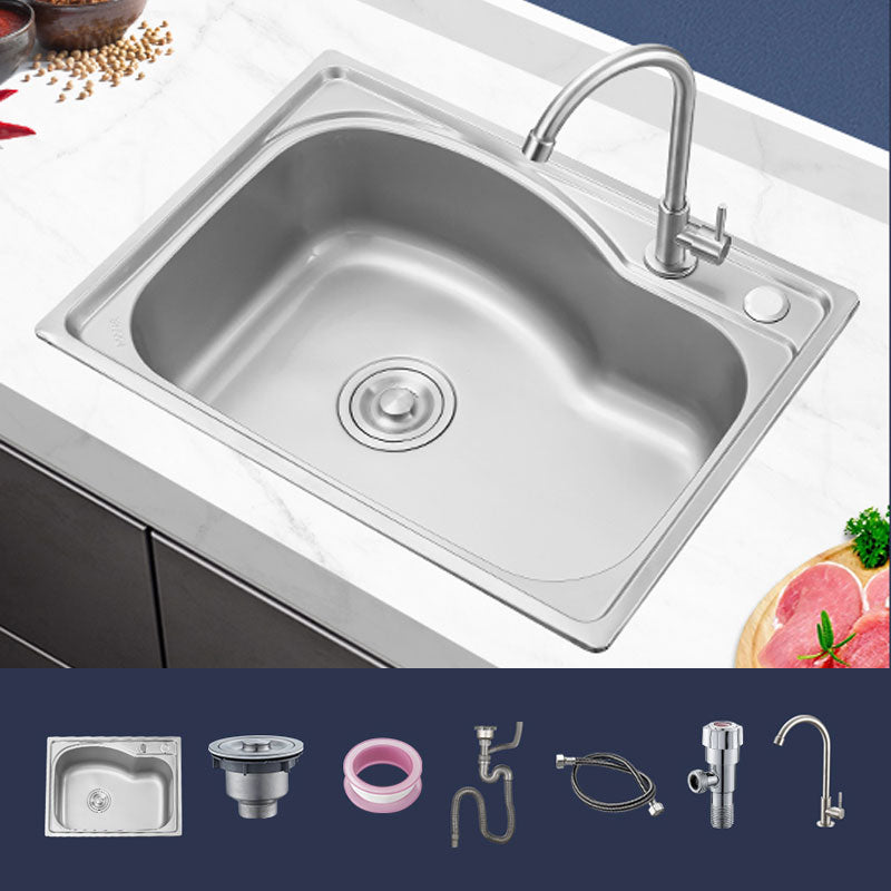 Contemporary Style Kitchen Sink Noise-cancelling Design Drop-In Kitchen Sink