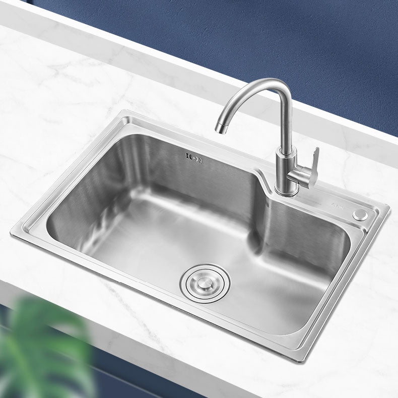 Contemporary Style Kitchen Sink Noise-cancelling Design Drop-In Kitchen Sink