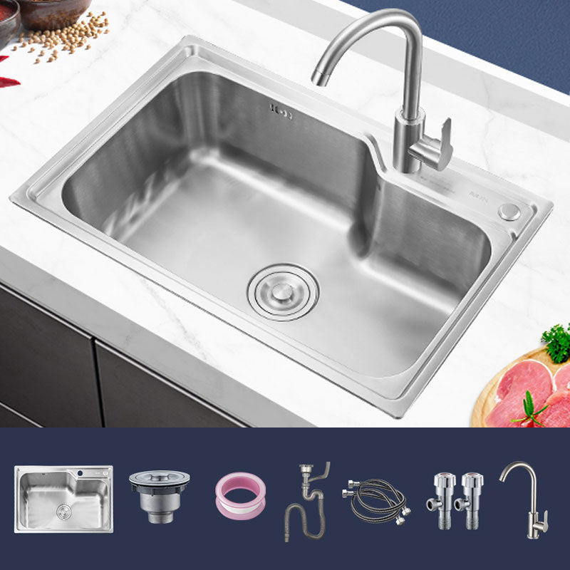 Contemporary Style Kitchen Sink Noise-cancelling Design Drop-In Kitchen Sink