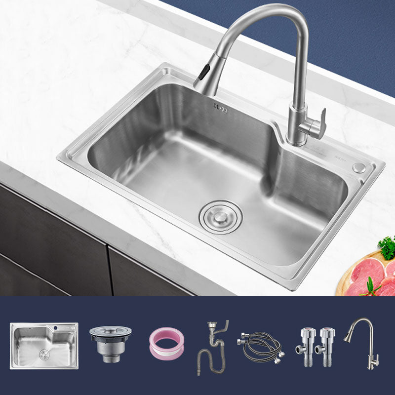 Contemporary Style Kitchen Sink Noise-cancelling Design Drop-In Kitchen Sink