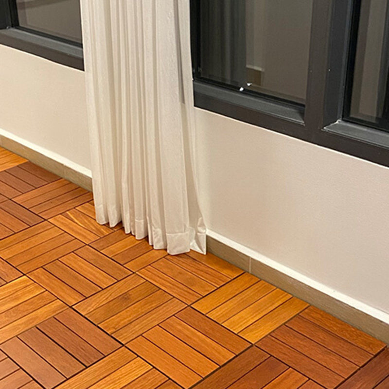 Rectangle Teak Floor Tile Water Resistant Click Lock Wooden Floor for Balcony