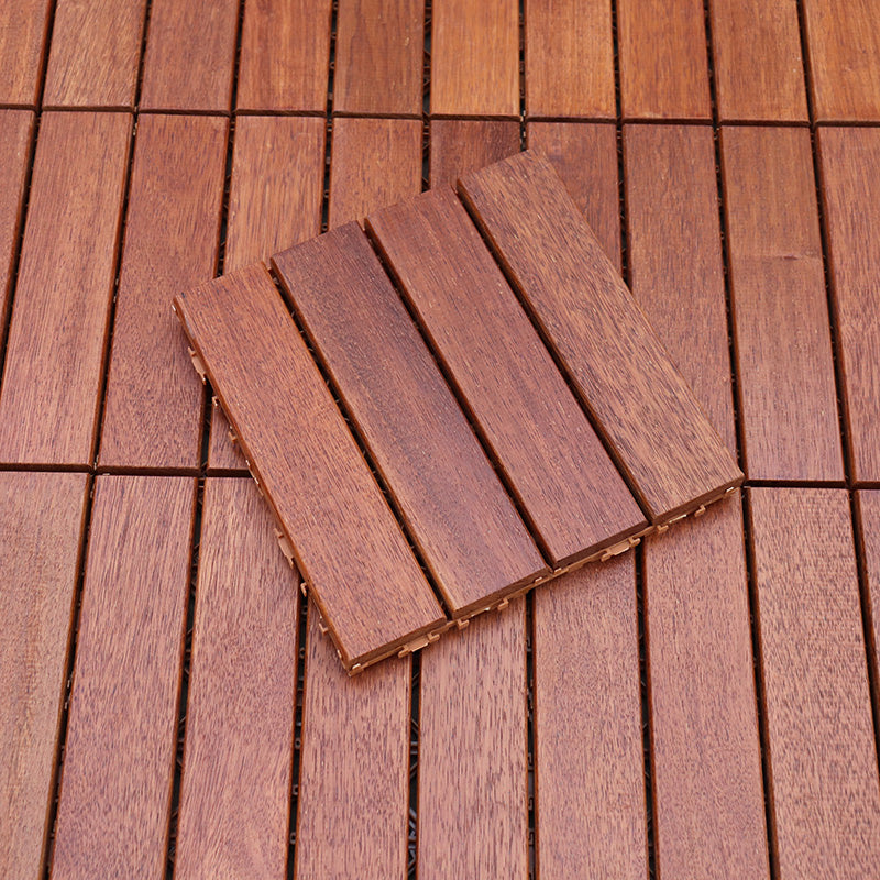 Rectangle Teak Floor Tile Water Resistant Click Lock Wooden Floor for Balcony