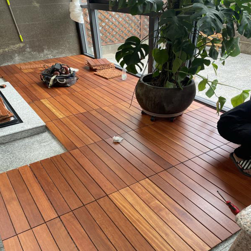 Rectangle Teak Floor Tile Water Resistant Click Lock Wooden Floor for Balcony