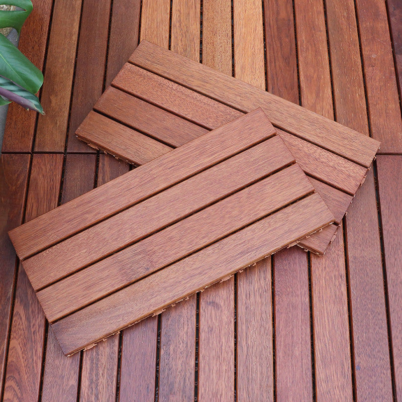 Rectangle Teak Floor Tile Water Resistant Click Lock Wooden Floor for Balcony