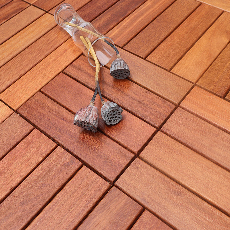 Rectangle Teak Floor Tile Water Resistant Click Lock Wooden Floor for Balcony