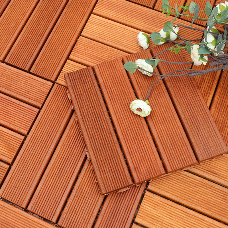 Rectangle Teak Floor Tile Water Resistant Click Lock Wooden Floor for Balcony