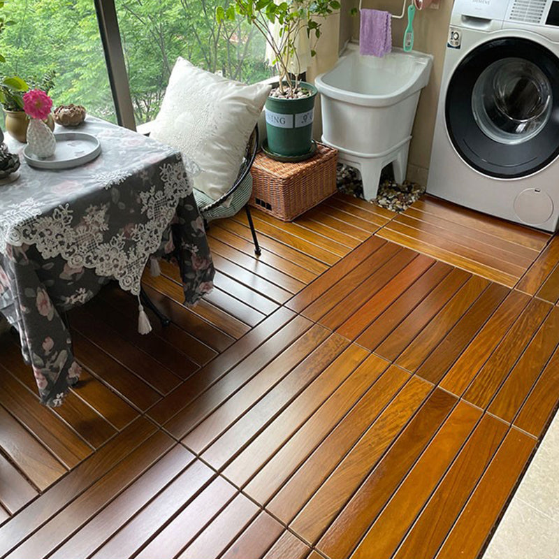 Rectangle Teak Floor Tile Water Resistant Click Lock Wooden Floor for Balcony