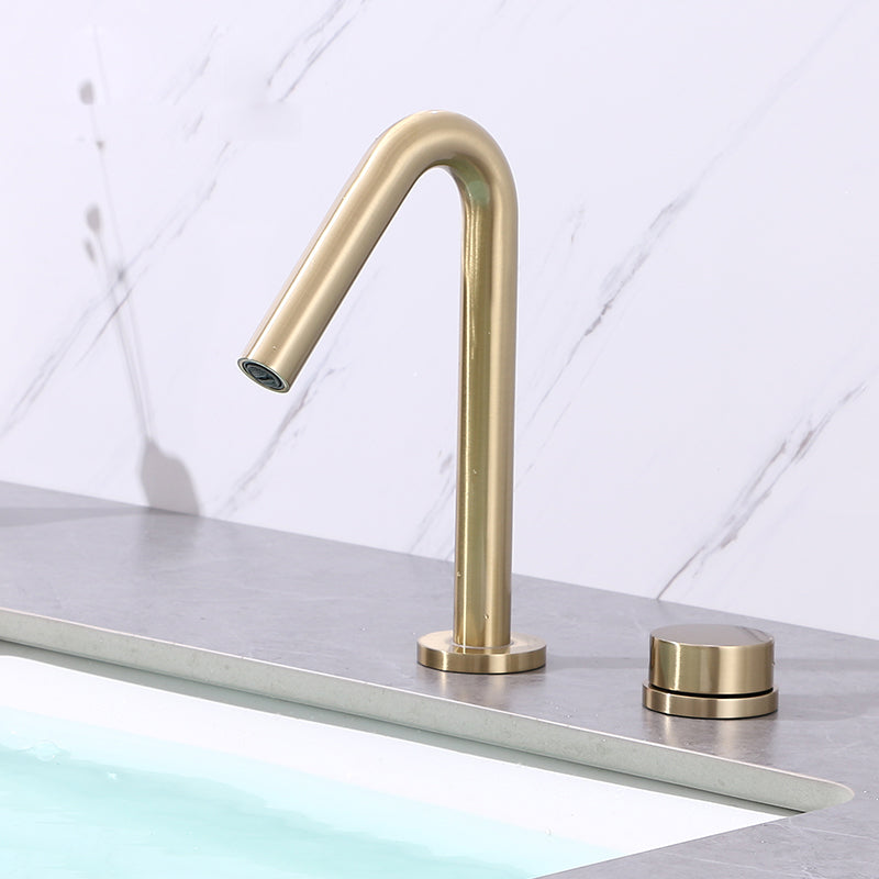 Modern Widespread Sink Faucet Knob Handle Gooseneck Arc Solid Brass Faucet