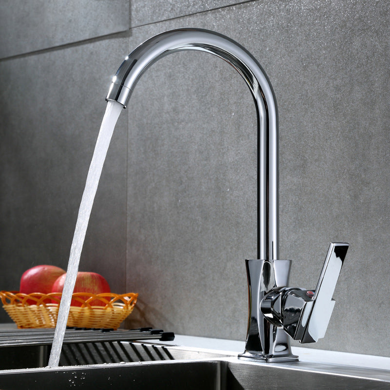 Contemporary One Handle Standard Kitchen Faucet High Arch Water Filler in Chrome