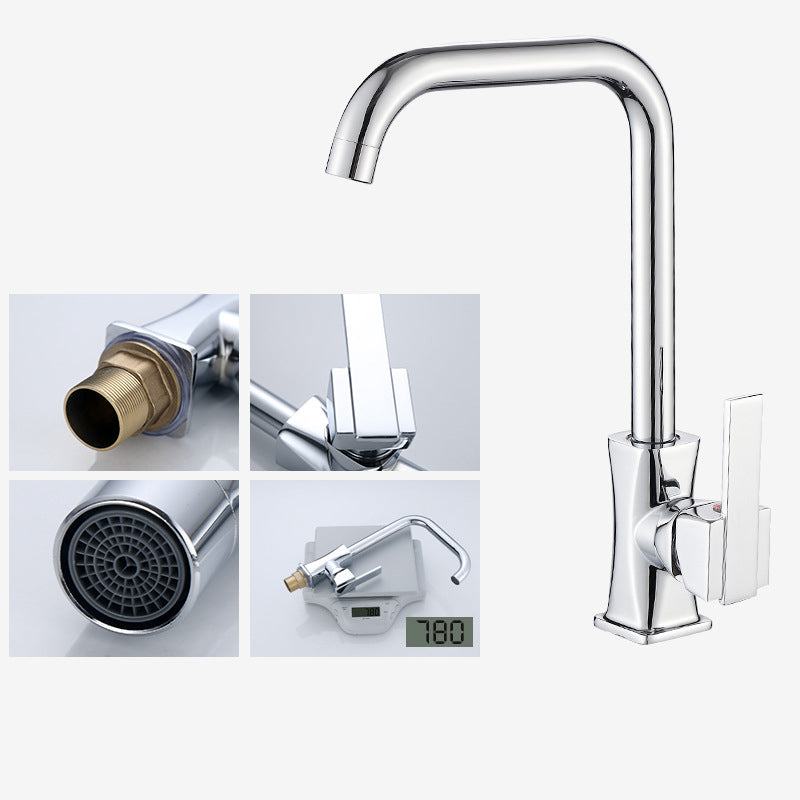 Contemporary One Handle Standard Kitchen Faucet High Arch Water Filler in Chrome