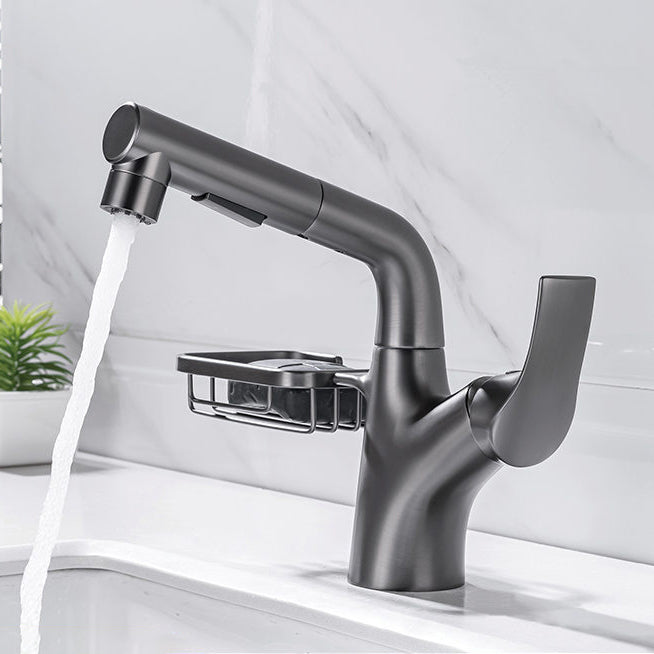 Modern Single Handle Kitchen Faucet 1-Hold Water Faucet with Pull Out Sprayer