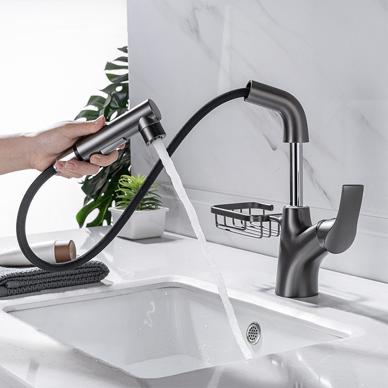 Modern Single Handle Kitchen Faucet 1-Hold Water Faucet with Pull Out Sprayer