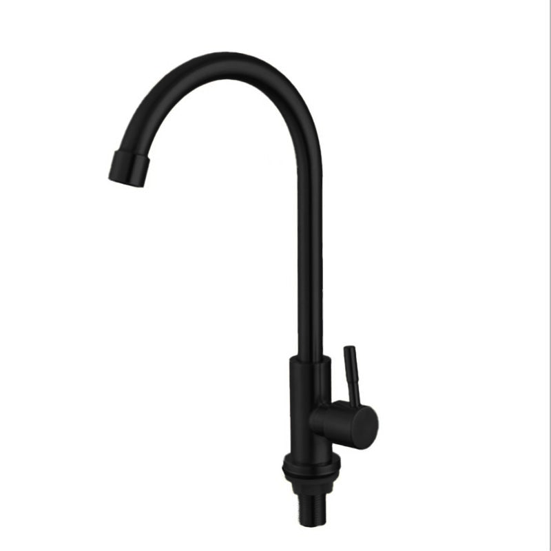 Traditional 1-Handle Faucets Black and Silver Stainless Steel Gooseneck Faucets