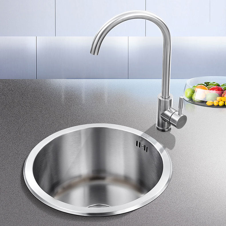 Contemporary Kitchen Sink Stainless Steel Single Bowl Kitchen Sink