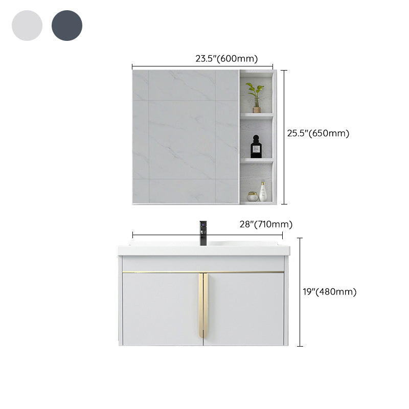 Contemporary Wall Mount Bath Vanity Mirror Cabinet Vanity Cabinet with Storage Shelving