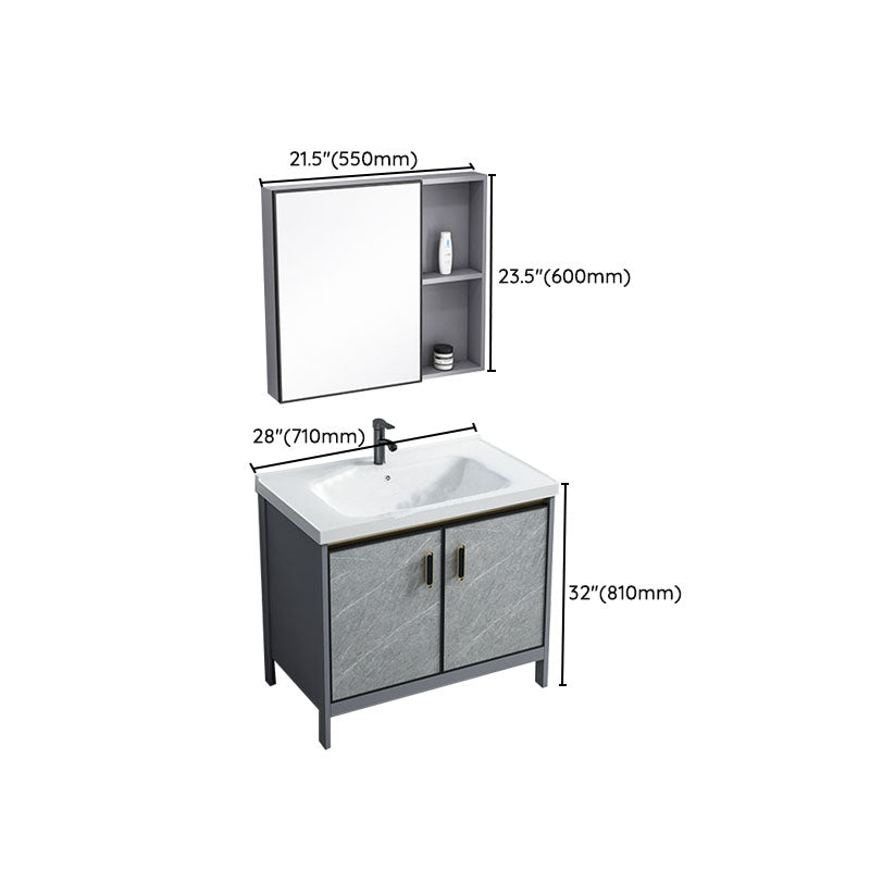 Modern Freestanding Vanity Sink Metal Bathroom Vanity Cabinet with Mirror Cabinet