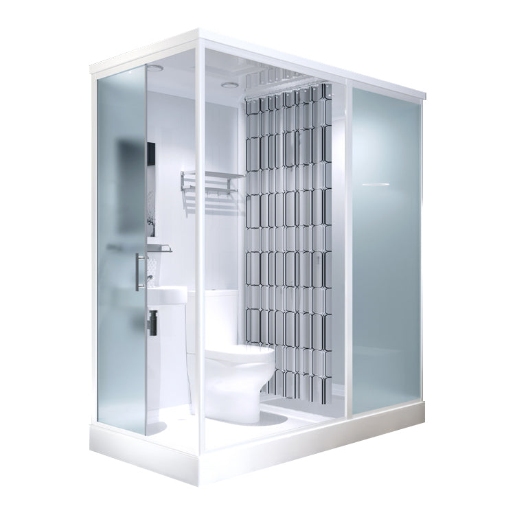 Modern Shower Stall Tempered Glass with Towel Bar Single Sliding Shower Enclosure