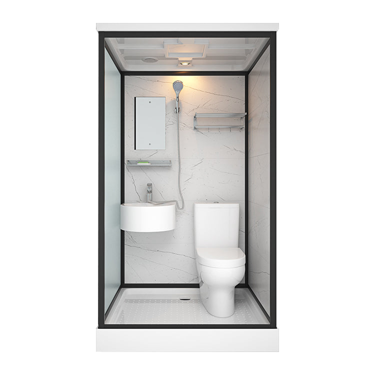 Modern Shower Stall Tempered Glass with Towel Bar Single Sliding Shower Enclosure