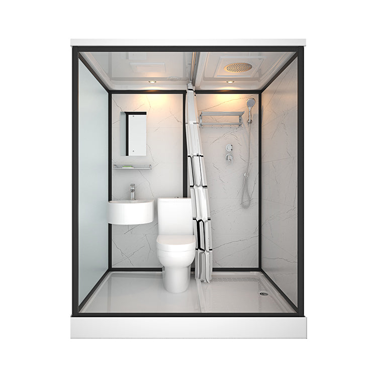 Modern Shower Stall Tempered Glass with Towel Bar Single Sliding Shower Enclosure