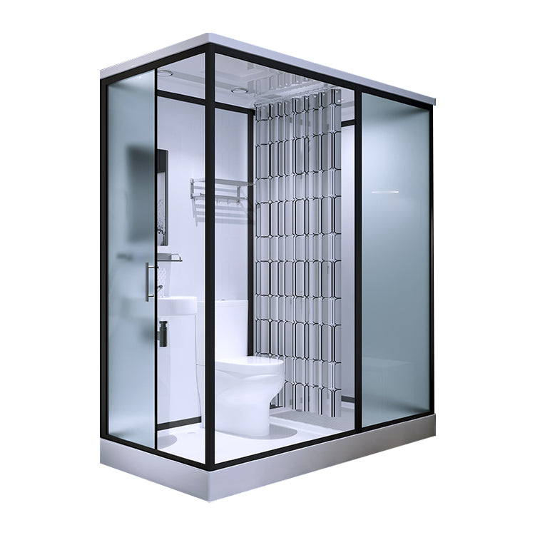 Modern Shower Stall Tempered Glass with Towel Bar Single Sliding Shower Enclosure