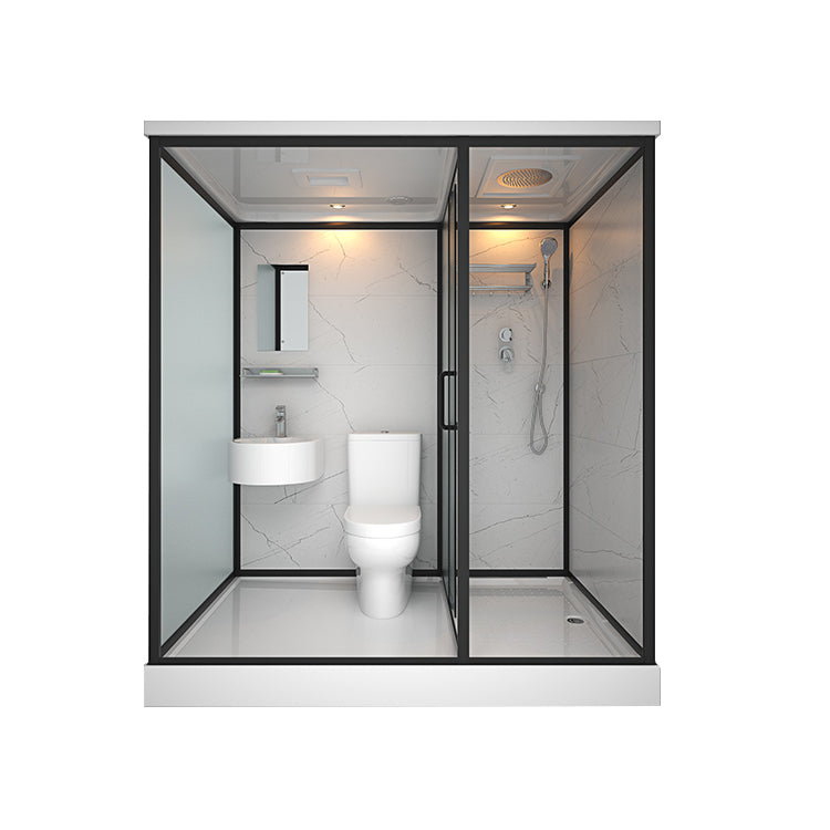 Modern Shower Stall Tempered Glass with Towel Bar Single Sliding Shower Enclosure