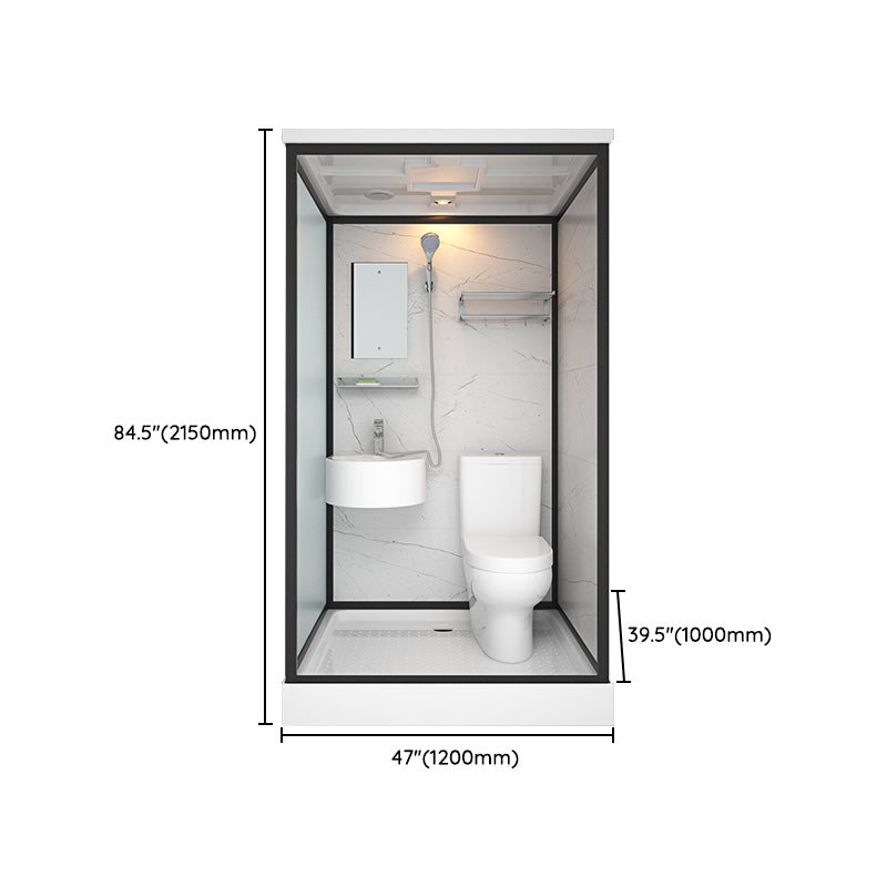 Modern Shower Stall Tempered Glass with Towel Bar Single Sliding Shower Enclosure