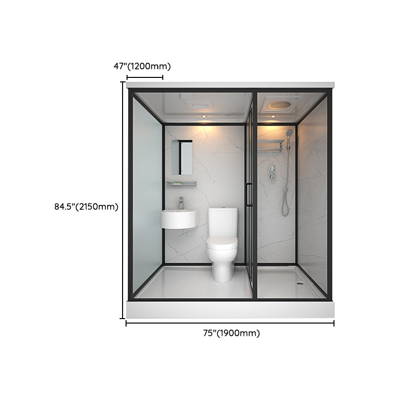 Modern Shower Stall Tempered Glass with Towel Bar Single Sliding Shower Enclosure