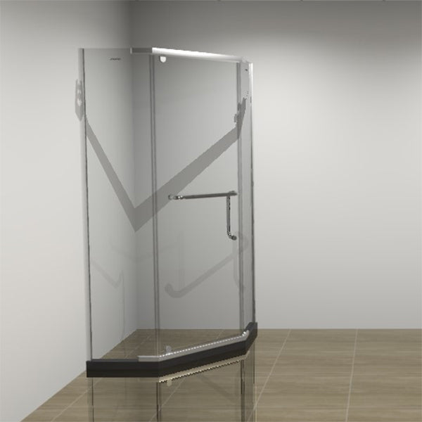 Linear Sliding Double Handles Shower Enclosure Metal Semi-Frameless Shower Enclosure