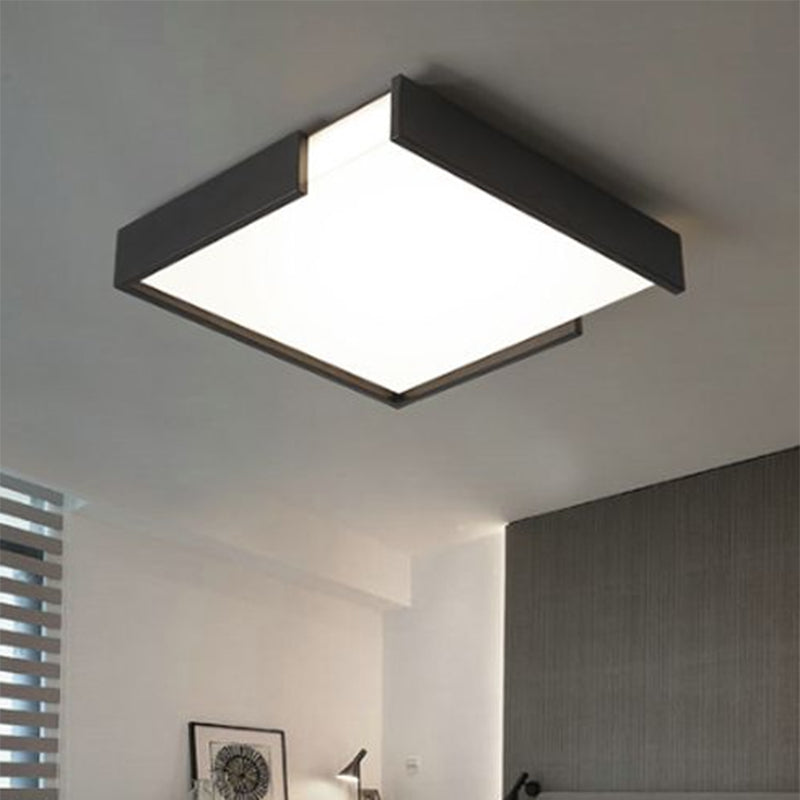 Lampada da incasso quadrata Minimalismo 16"/19,5" Dia LED Lampada da soffitto in acrilico in nero/bianco per camera da letto, luce calda/bianca