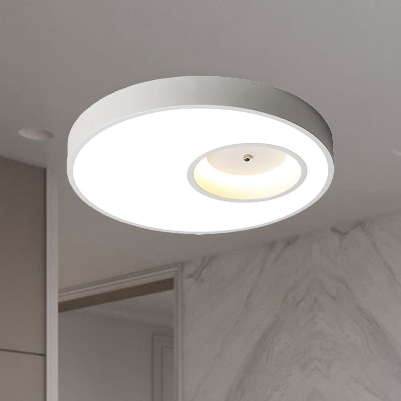 Lampada da soffitto a soffitto con paralume rotondo nero/bianco Lampada da soffitto a LED per camera da letto con illuminazione contemporanea in acrilico caldo/bianco, larghezza 18"/23,5"