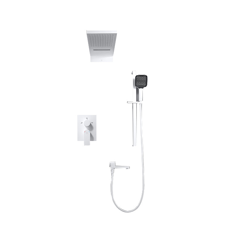 White Shower Set into The Wall Concealed Waterfall Thermostatic Shower Set Full Copper