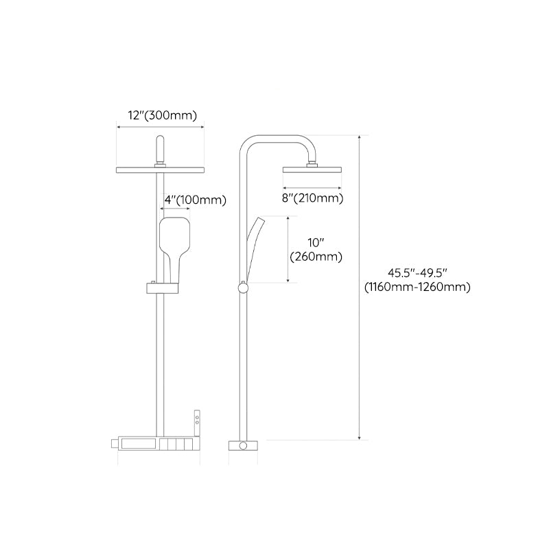 Grey Shower Set Piano Button Intelligent Digital Display Thermostatic Shower Shower Head