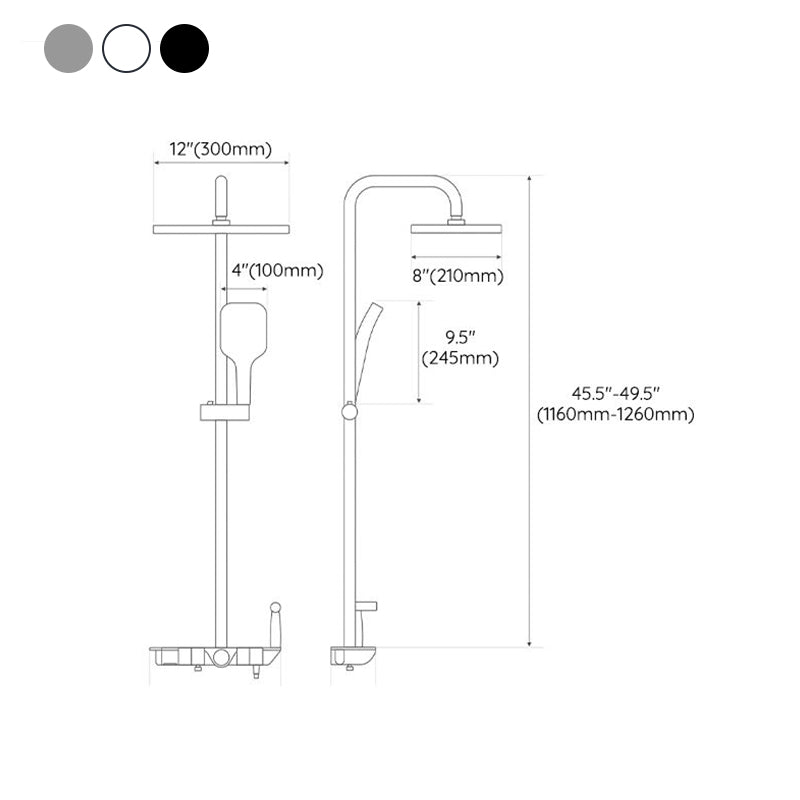 Grey Shower Set Thermostatic Button Intelligent Digital Display Bathroom Rain Shower Head