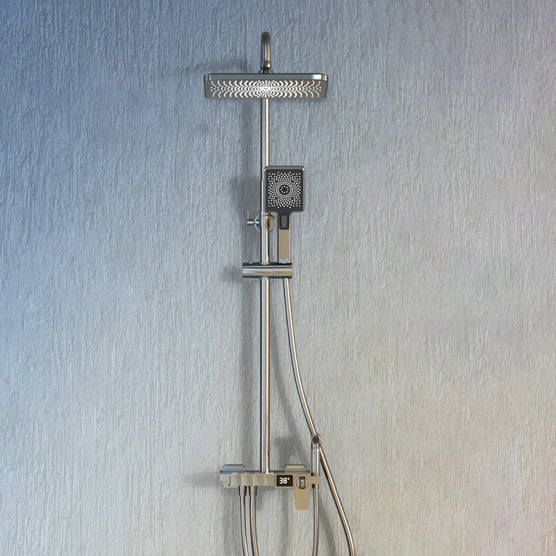 Contemporary Style Brass Shower Faucet Adjustable Spray Pattern Wall Mounted Shower Combo